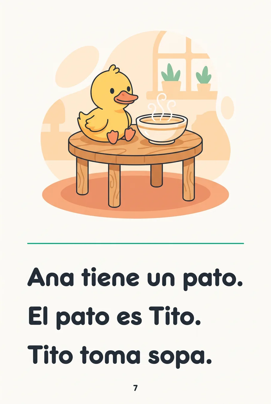 Página de cuento del Libro 1: Ana tiene un pato