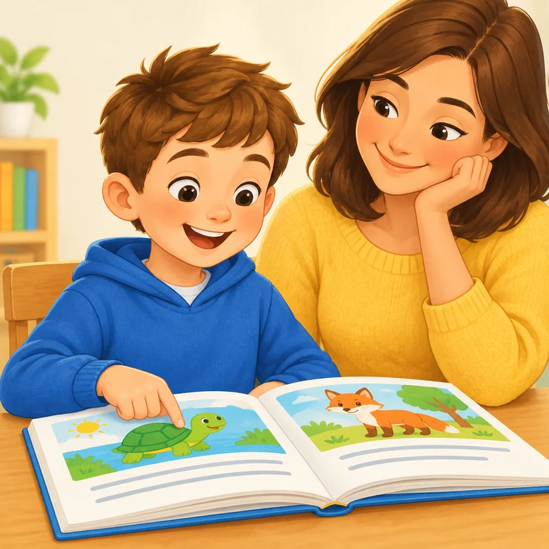 El mismo chico leyendo de corrido y entendiendo, acompañado por su mamá