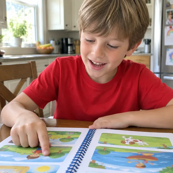 Mateo leyendo su libro
