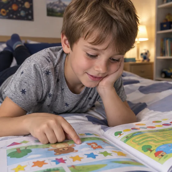 Bruno leyendo antes de dormir